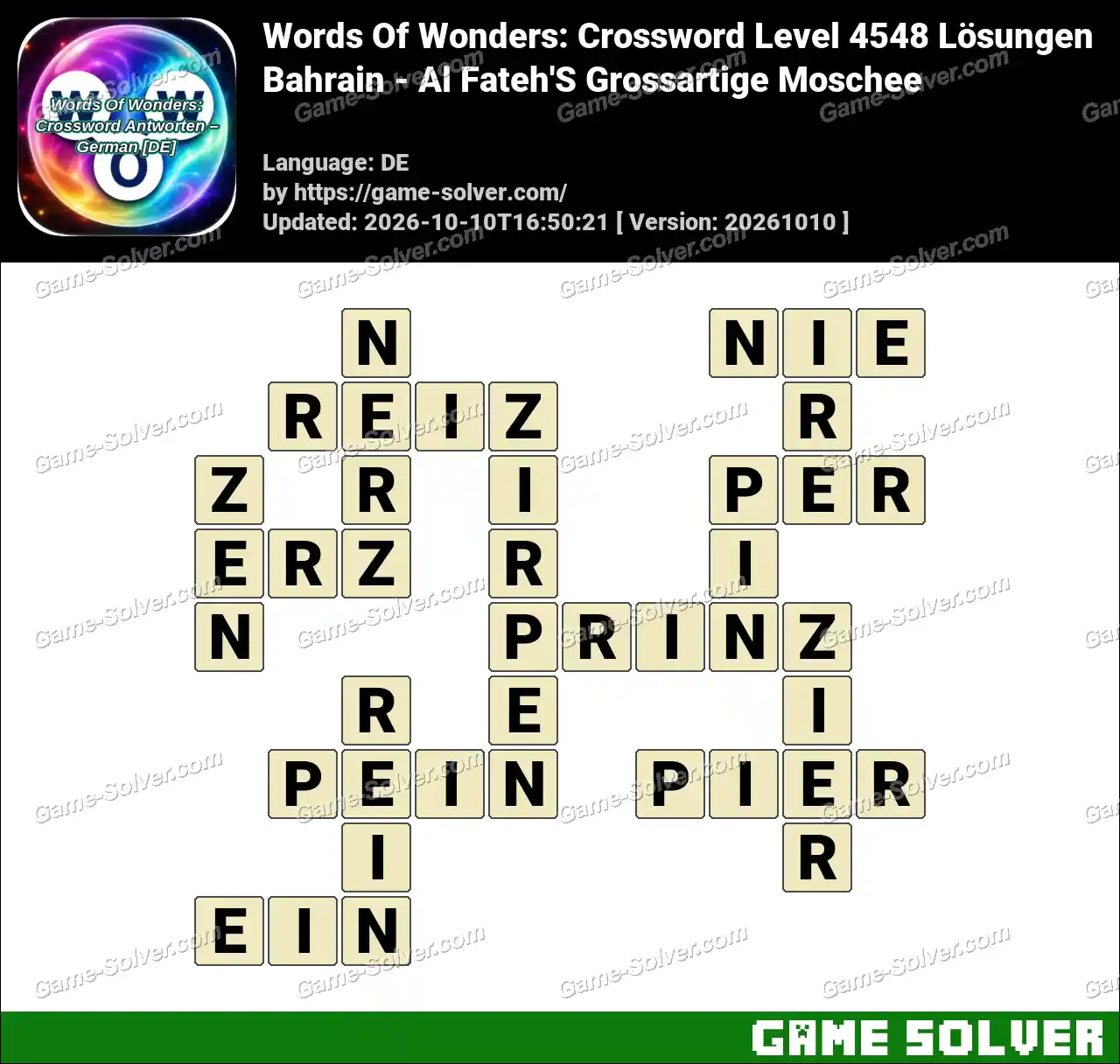 Words Of Wonders: Crossword Level 4548 Lösungen – Bahrain – Al Fateh’S Grossartige Moschee